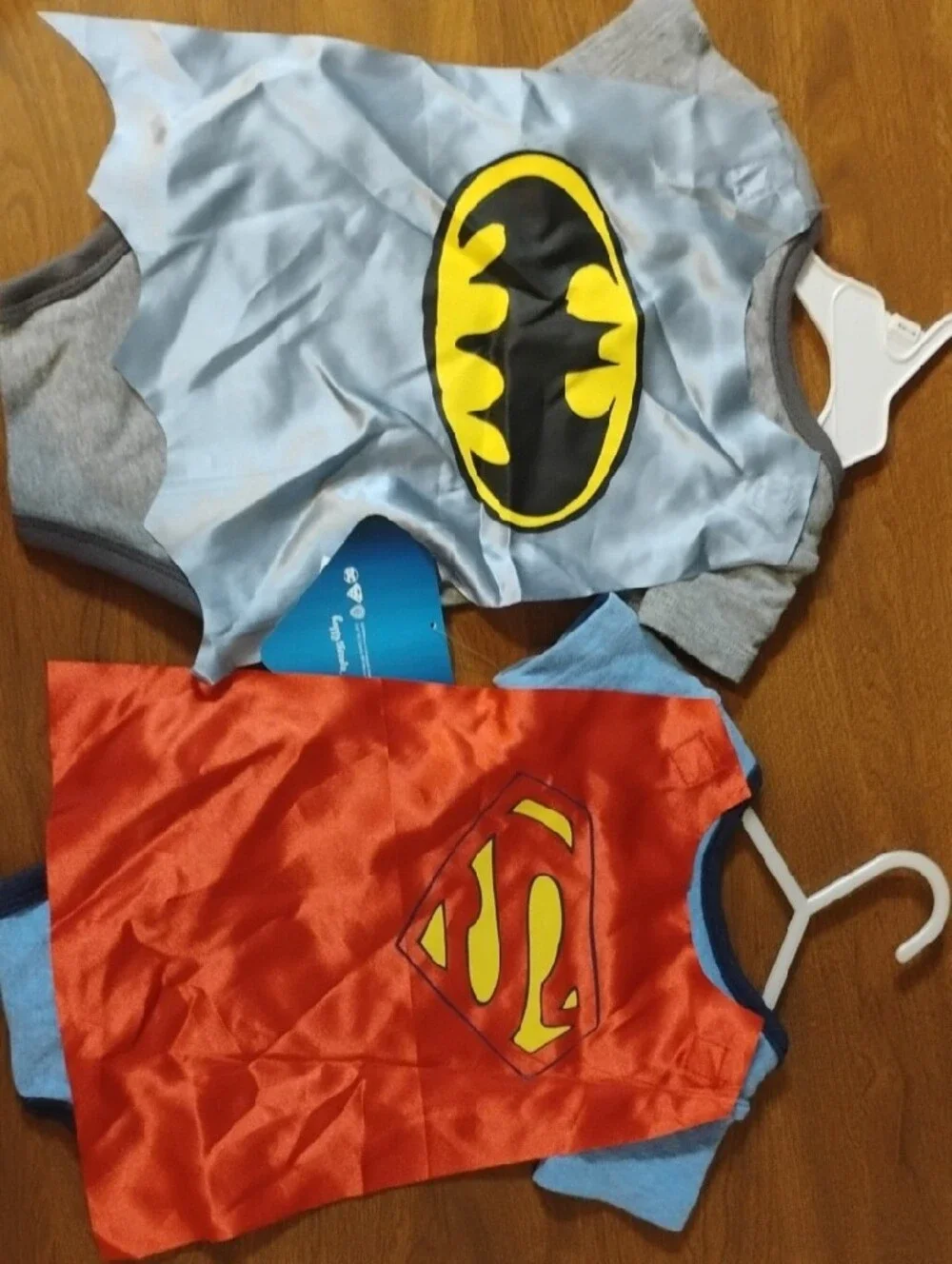 Batman & Superman Baby Bodysuit Set - Gray & Light Blue
